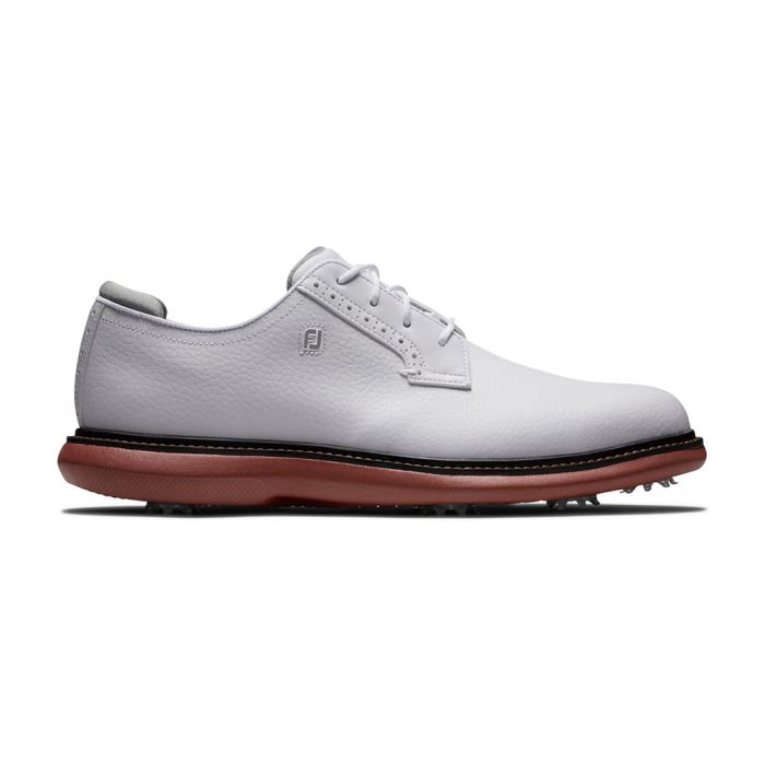 FootJoy Men’s Traditions Blucher WD Spiked Golf Shoes - White/Brick