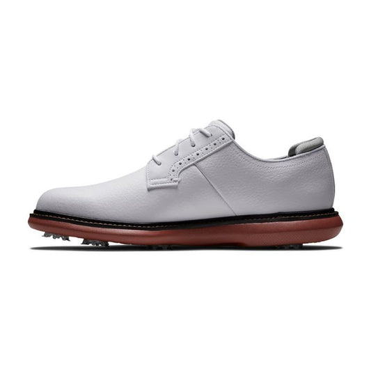 FootJoy Men’s Traditions Blucher WD Spiked Golf Shoes - White/Brick