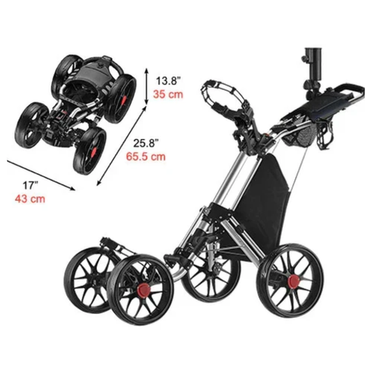 Greg Norman ONE Pro One-Click Folding 4-Wheel Golf Push Trolley