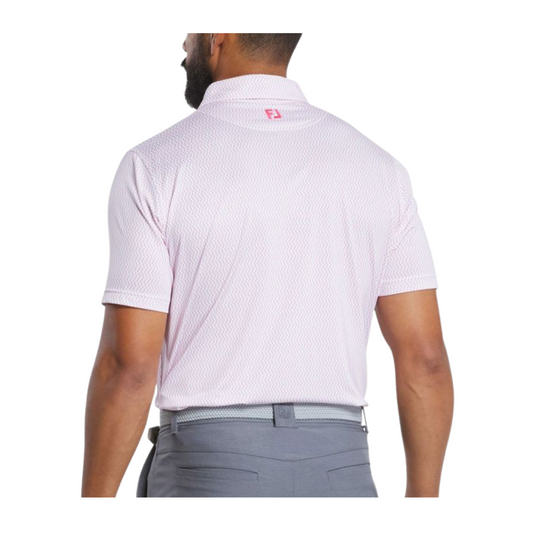 FootJoy Men's Bounce Print Lisle Polo - White/Hibiscus/Flint