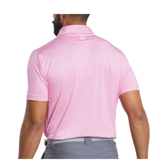 FootJoy Men's Houndstooth Geo Lisle Polo - Pink Lemonade