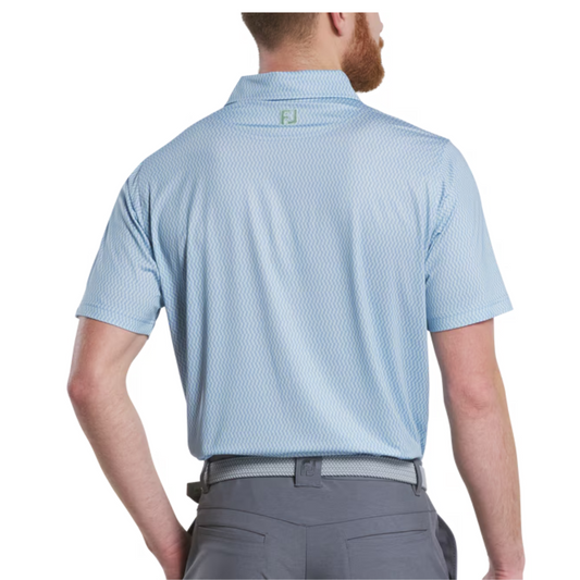 FootJoy Waggle (Wiggle) Print Lisle Polo Shirt – Blue