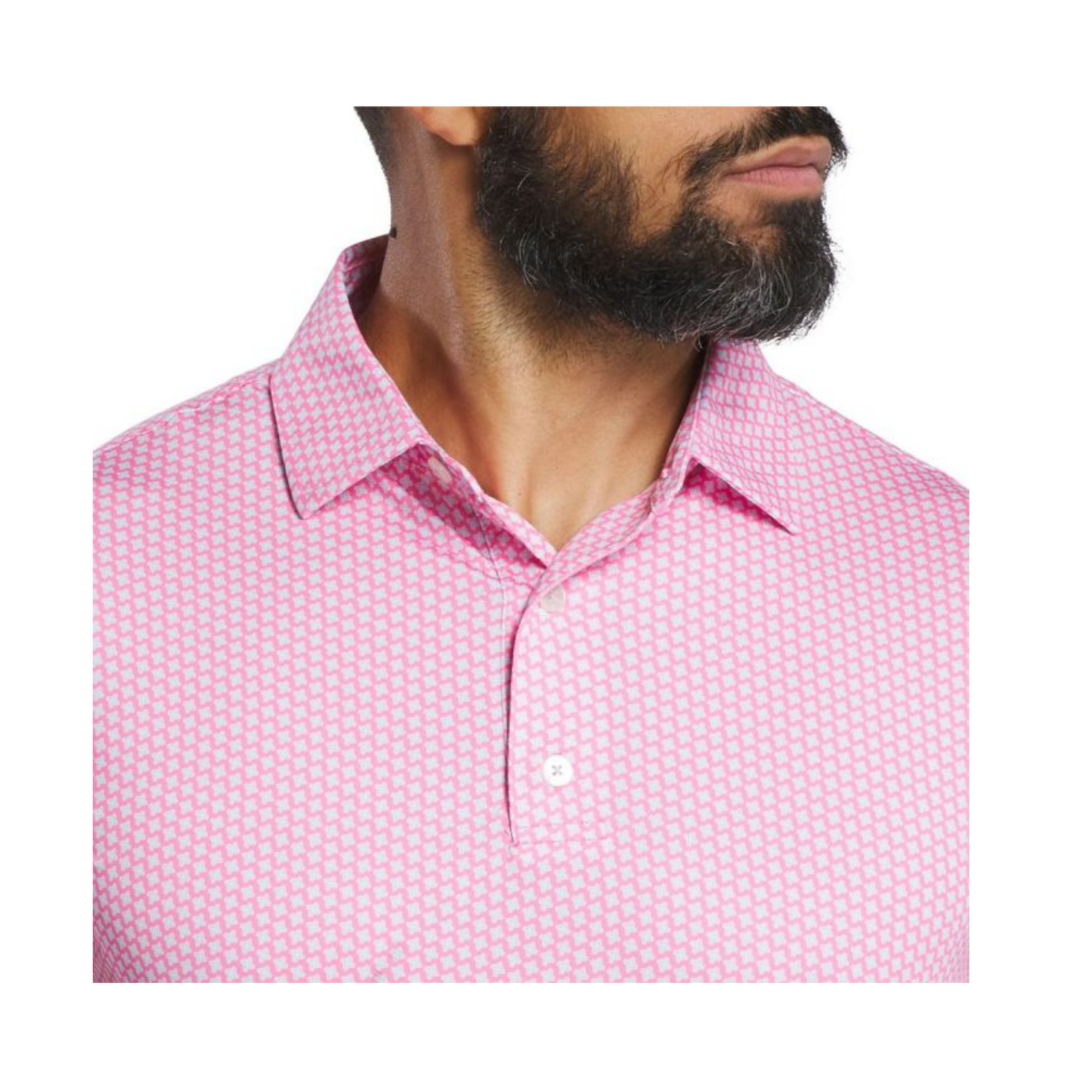 FootJoy Men's Houndstooth Geo Lisle Polo - Pink Lemonade