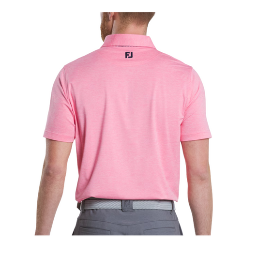 FootJoy Men's Heather Lisle Lattice Print Trim Golf Polo - Pink Lemonade