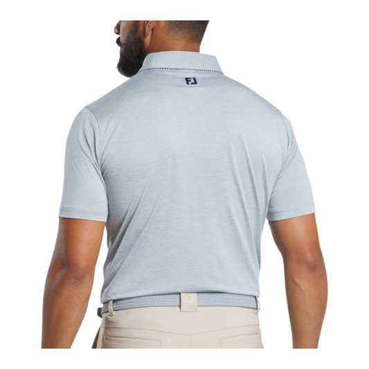 FootJoy Men's Heather Lisle Lattice Print Trim Golf Polo - Blue