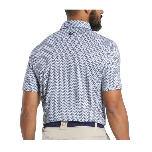 FootJoy Men's Citrus Print Lisle Polo - White/Navy