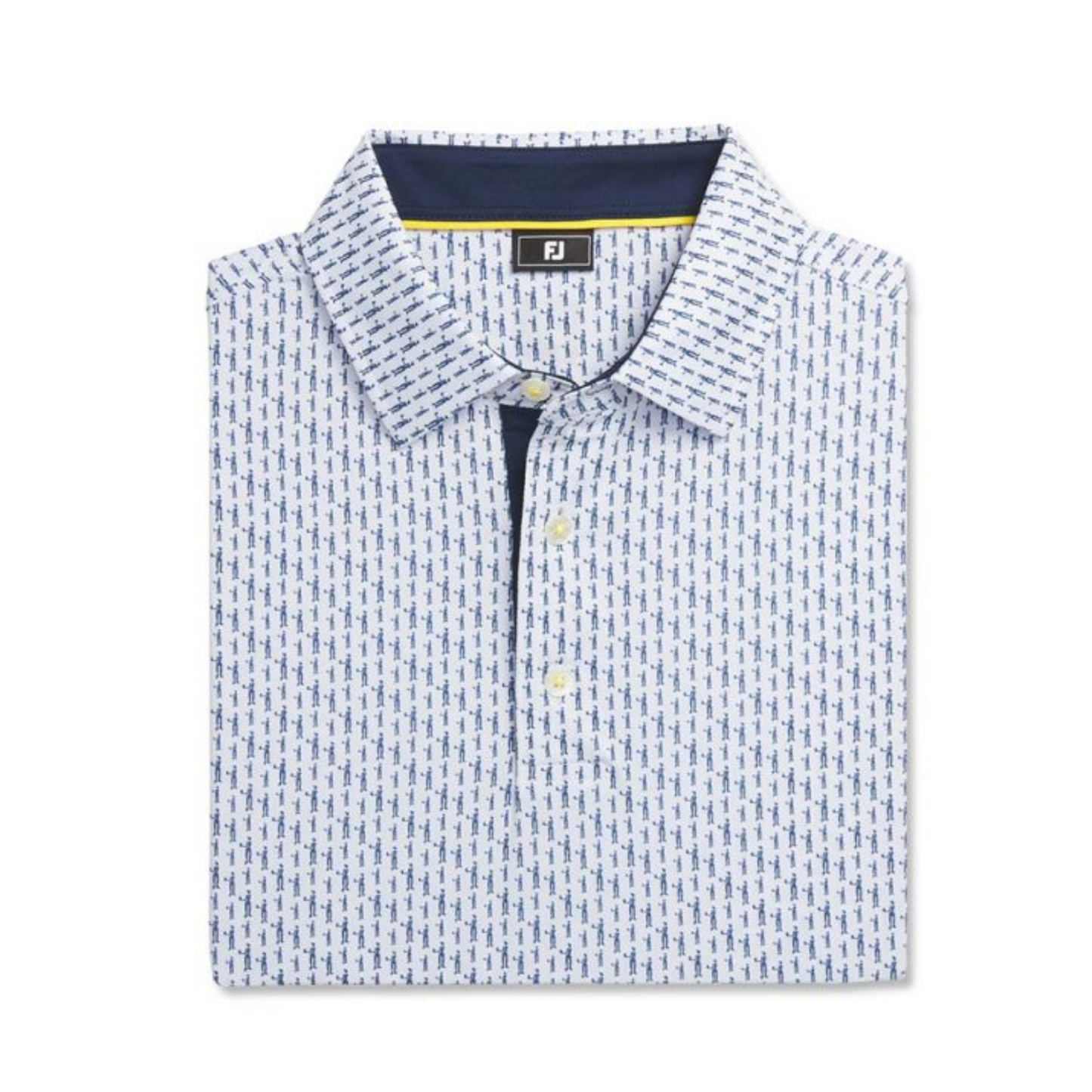 FootJoy Men's Figure Print Lisle Golf Polo - White/Navy