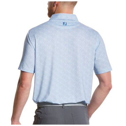 FootJoy Men's Speckle Print Lisle Polo - Blue Jay/White