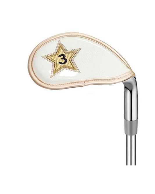 Waterproof Crystal PU Leather Golf Iron Head Covers Set-White - 10 Piece