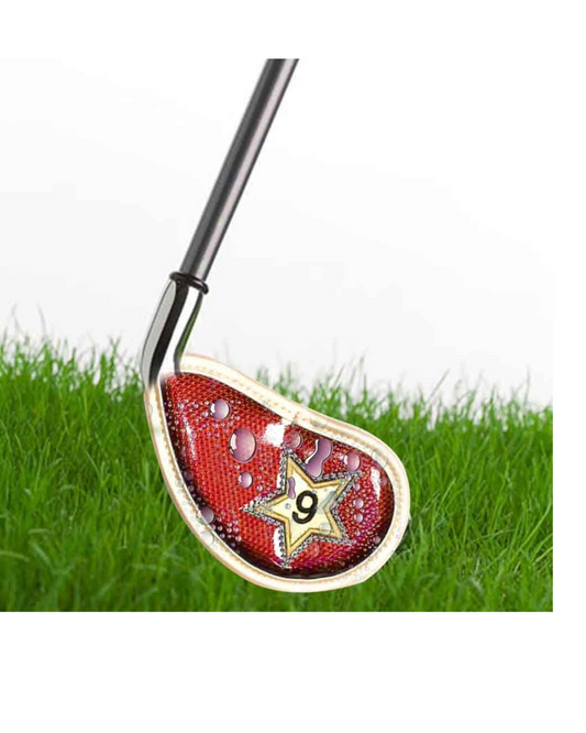 Waterproof Crystal PU Leather Golf Iron Head Covers Set-Red - 10 Piece
