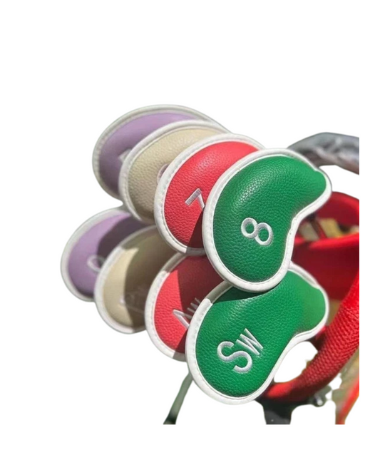 Multicolor PU Leather Golf Iron Head Covers – Set of 8
