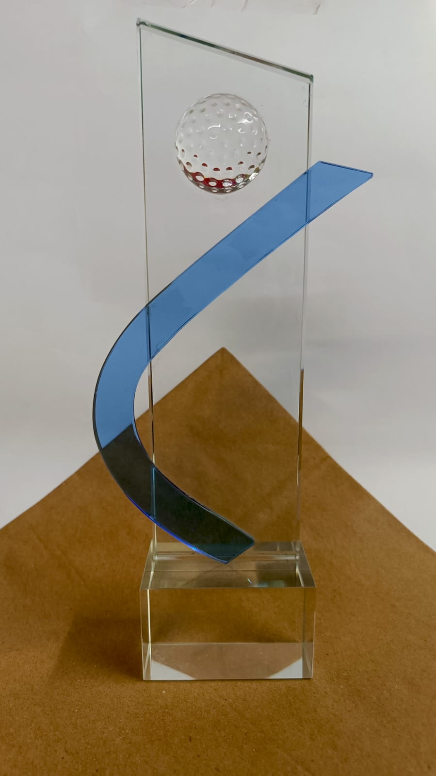 Modern Glass Trophy with Golf Ball Accent