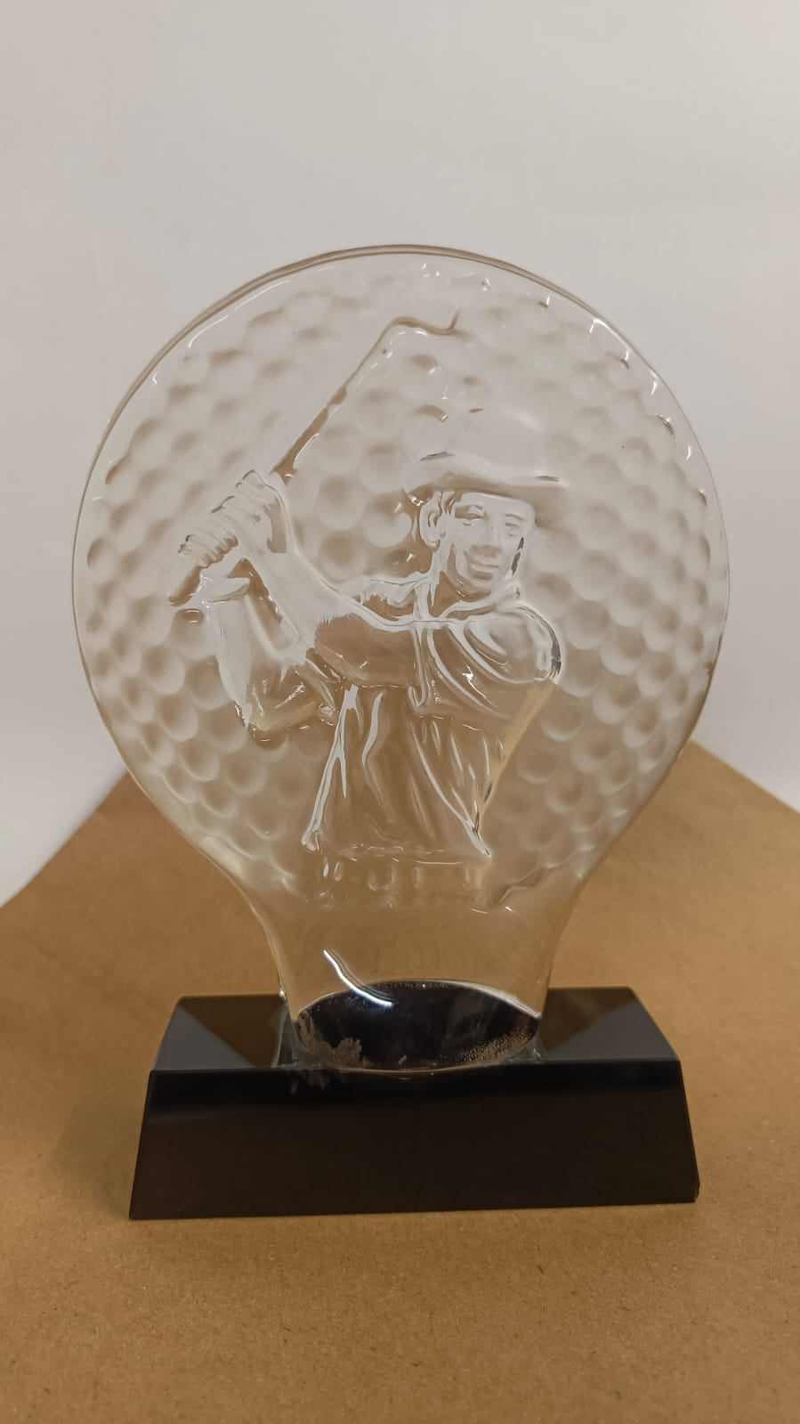 Embossed Golf Crystal Trophy