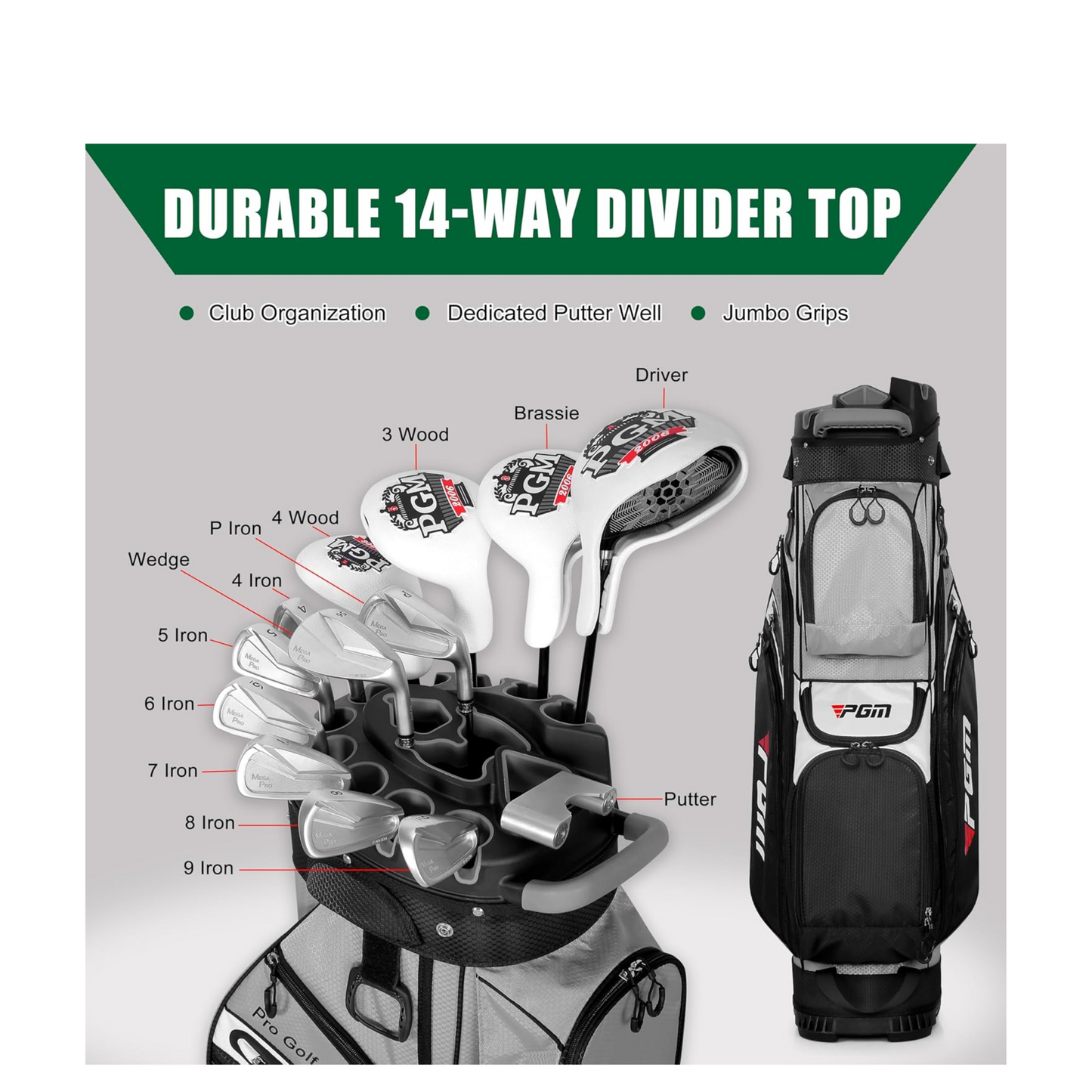 PGM Golf Bag Anti-Collision Fixed Rack 14 Divider Golf Bag