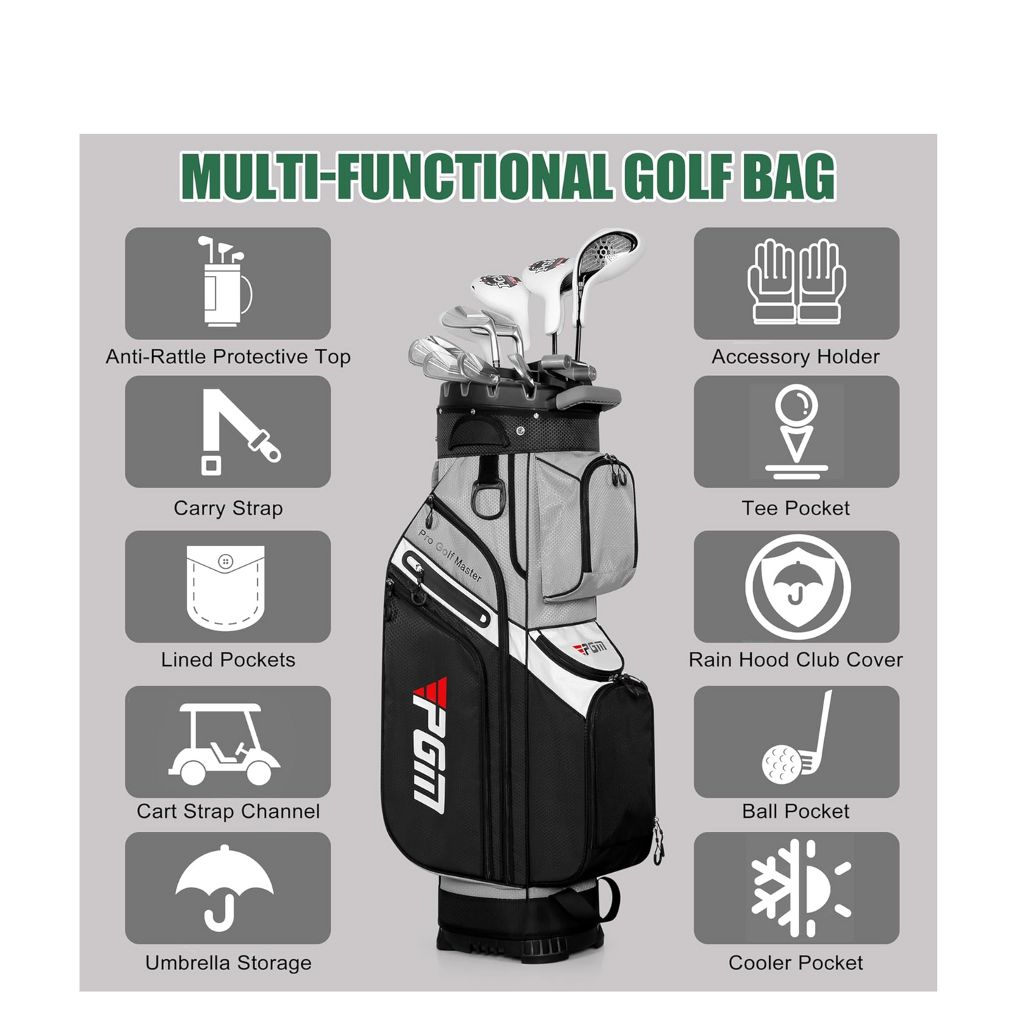 PGM Golf Bag Anti-Collision Fixed Rack 14 Divider Golf Bag