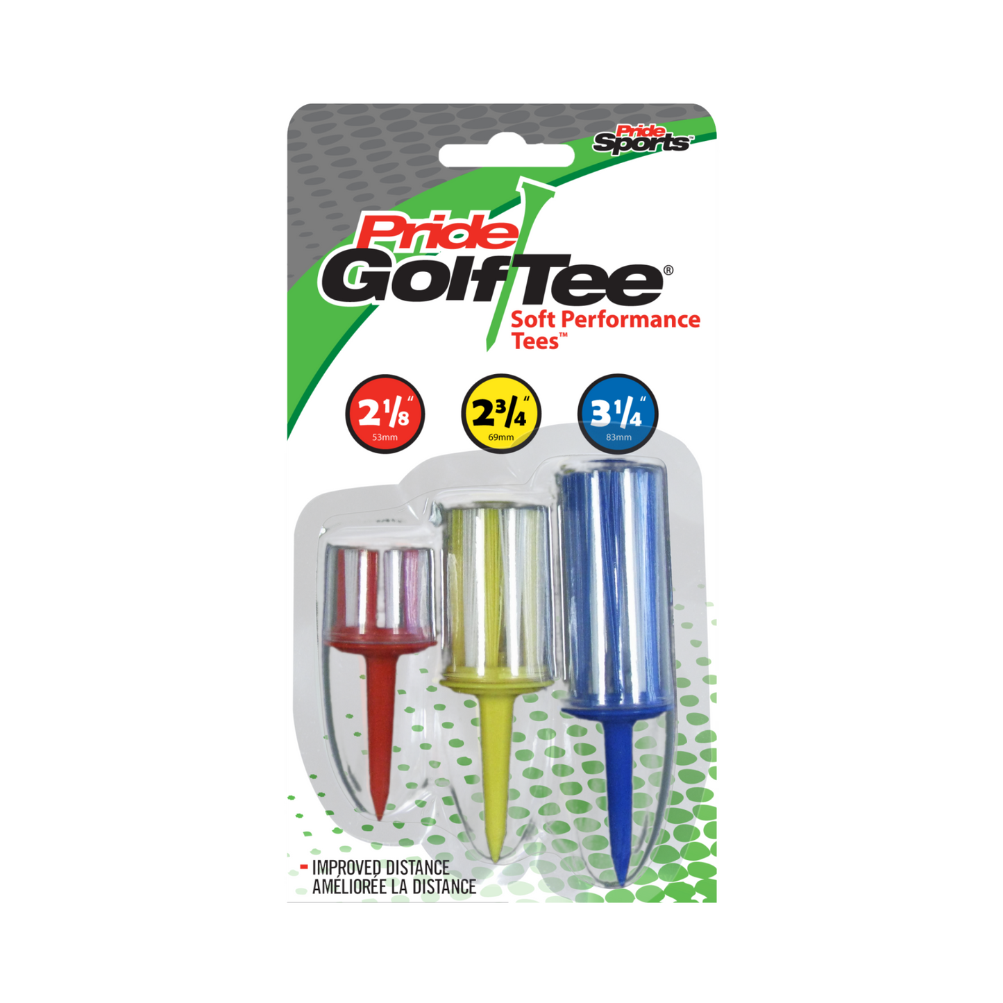 Pride Golf Tee Soft Performance Nylon Bristle Tees 3-Tee Multi-Pack