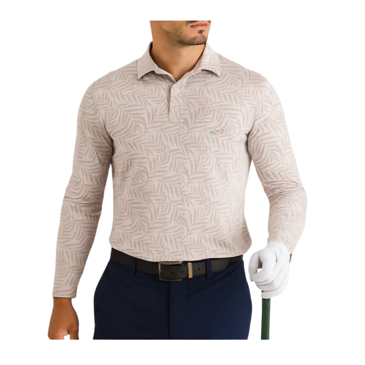 Men's Stretchable Printed Full Sleeve Golf Polo
