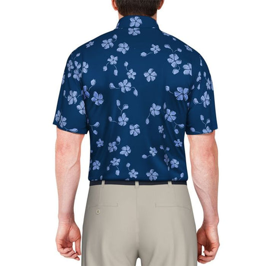 Ben Hogan Men's All Over Floral Print Golf Polo T-shirt - Estate Blue