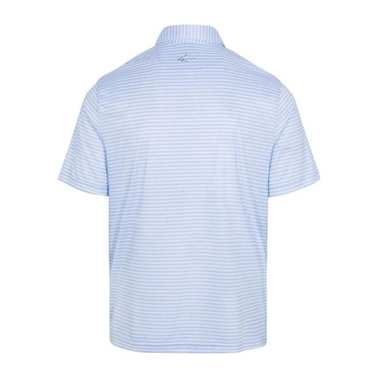 Greg Norman Men's ML75 Microlux Three Tone Stripe Golf Polo T-Shirt - Blue Haze Heather