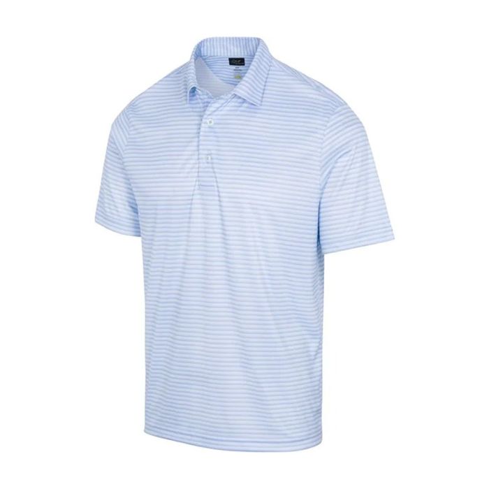 Greg Norman Men's ML75 Microlux Three Tone Stripe Golf Polo T-Shirt - Blue Haze Heather