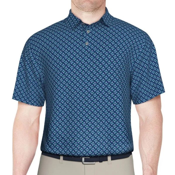 Ben Hogan Men's All Over Geo Print Golf Polo T-shirt - Estate Blue
