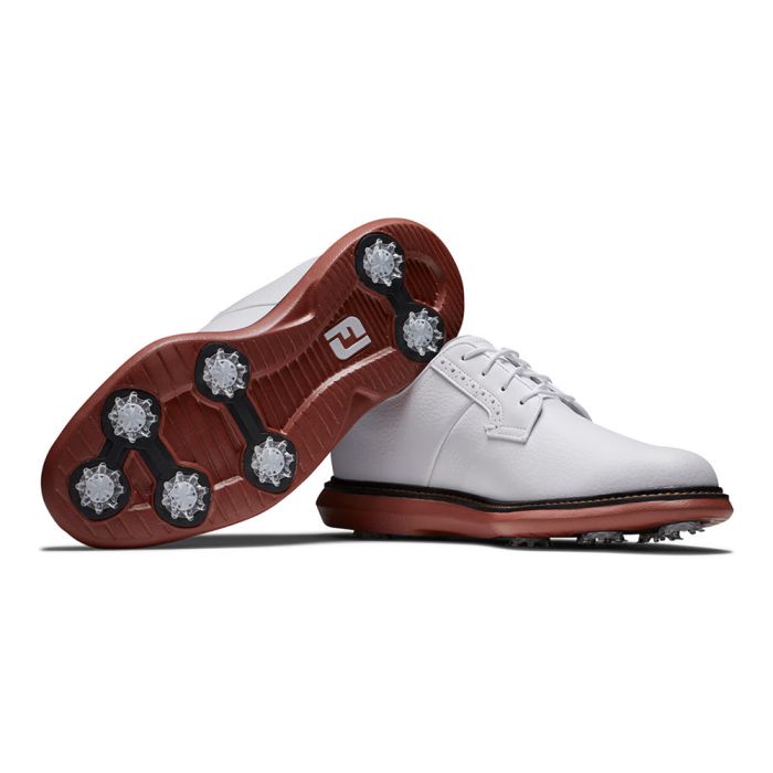 FootJoy Men’s Traditions Blucher WD Spiked Golf Shoes - White/Brick