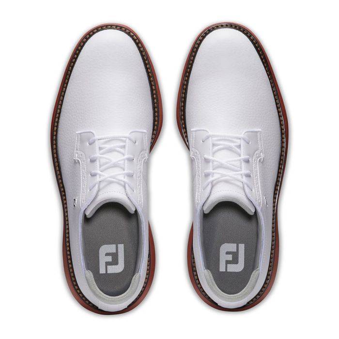 FootJoy Men’s Traditions Blucher WD Spiked Golf Shoes - White/Brick