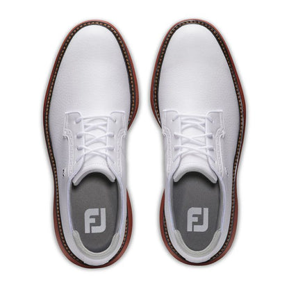 FootJoy Men’s Traditions Blucher WD Spiked Golf Shoes - White/Brick