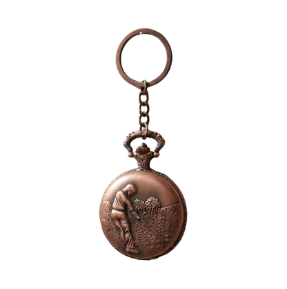 Antique Golf them Pocket Watch Key Chain