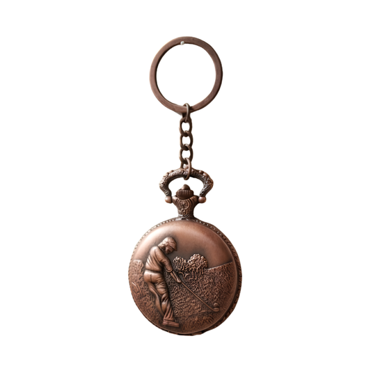 Antique Golf them Pocket Watch Key Chain