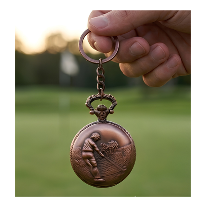 Antique Golf them Pocket Watch Key Chain