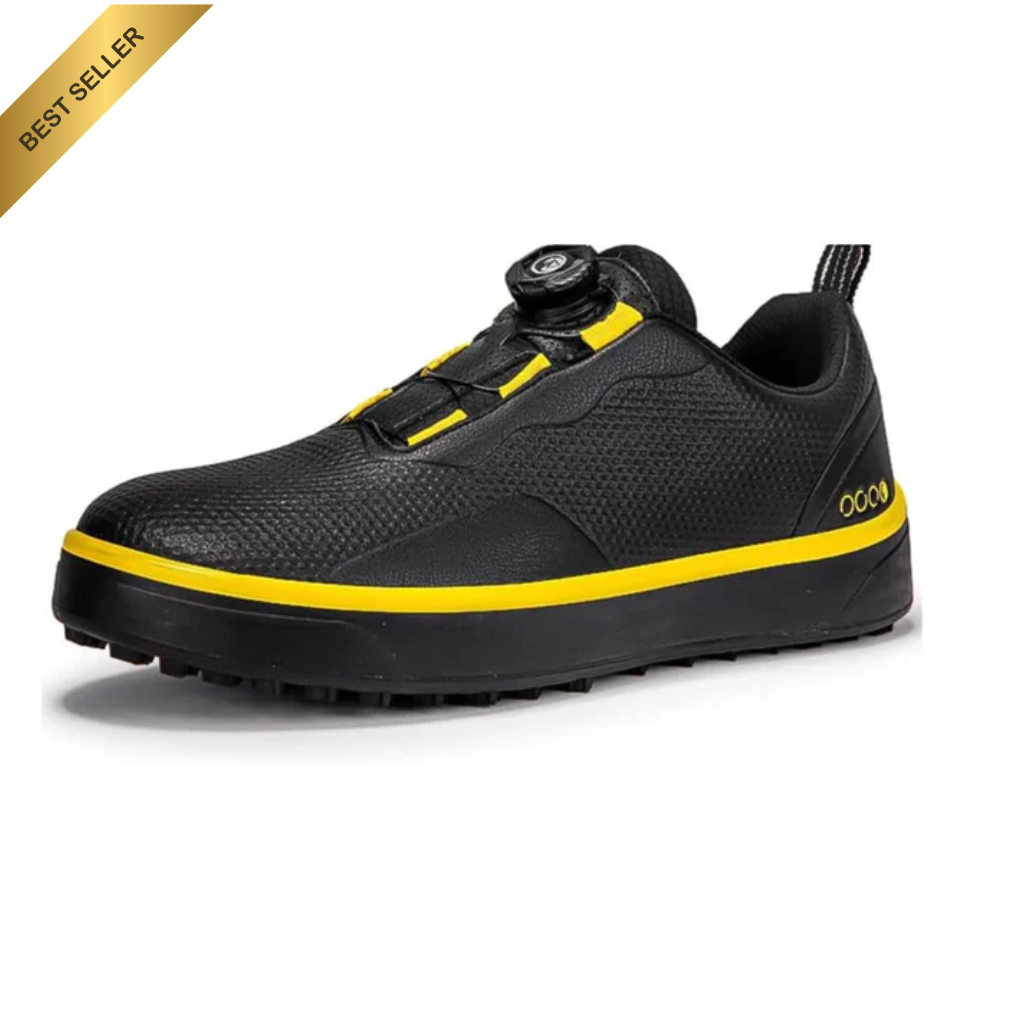 KONJACLY Mens Golf Sneakers Lightweight Leather Spikeless Golf Shoes