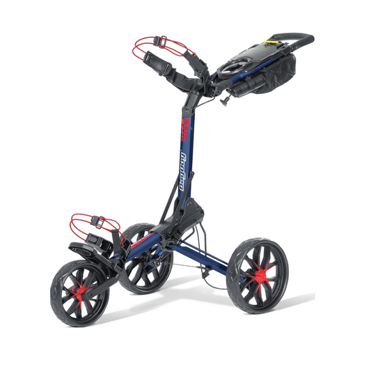 Bag Boy SLIM FOLD Three Wheel Golf Trolley - Navy and red