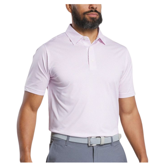 FootJoy Men's Bounce Print Lisle Polo - White/Hibiscus/Flint