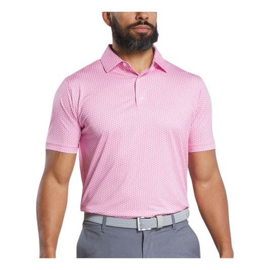 FootJoy Men's Houndstooth Geo Lisle Polo - Pink Lemonade