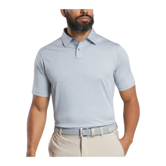 FootJoy Men's Heather Lisle Lattice Print Trim Golf Polo - Blue