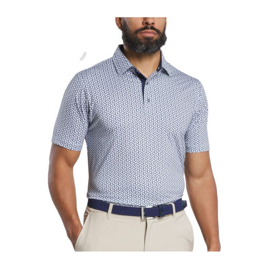 FootJoy Men's Citrus Print Lisle Polo - White/Navy