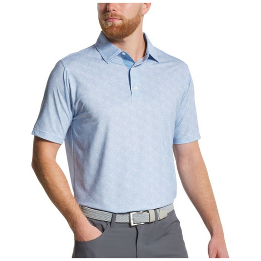 FootJoy Men's Speckle Print Lisle Polo - Blue Jay/White