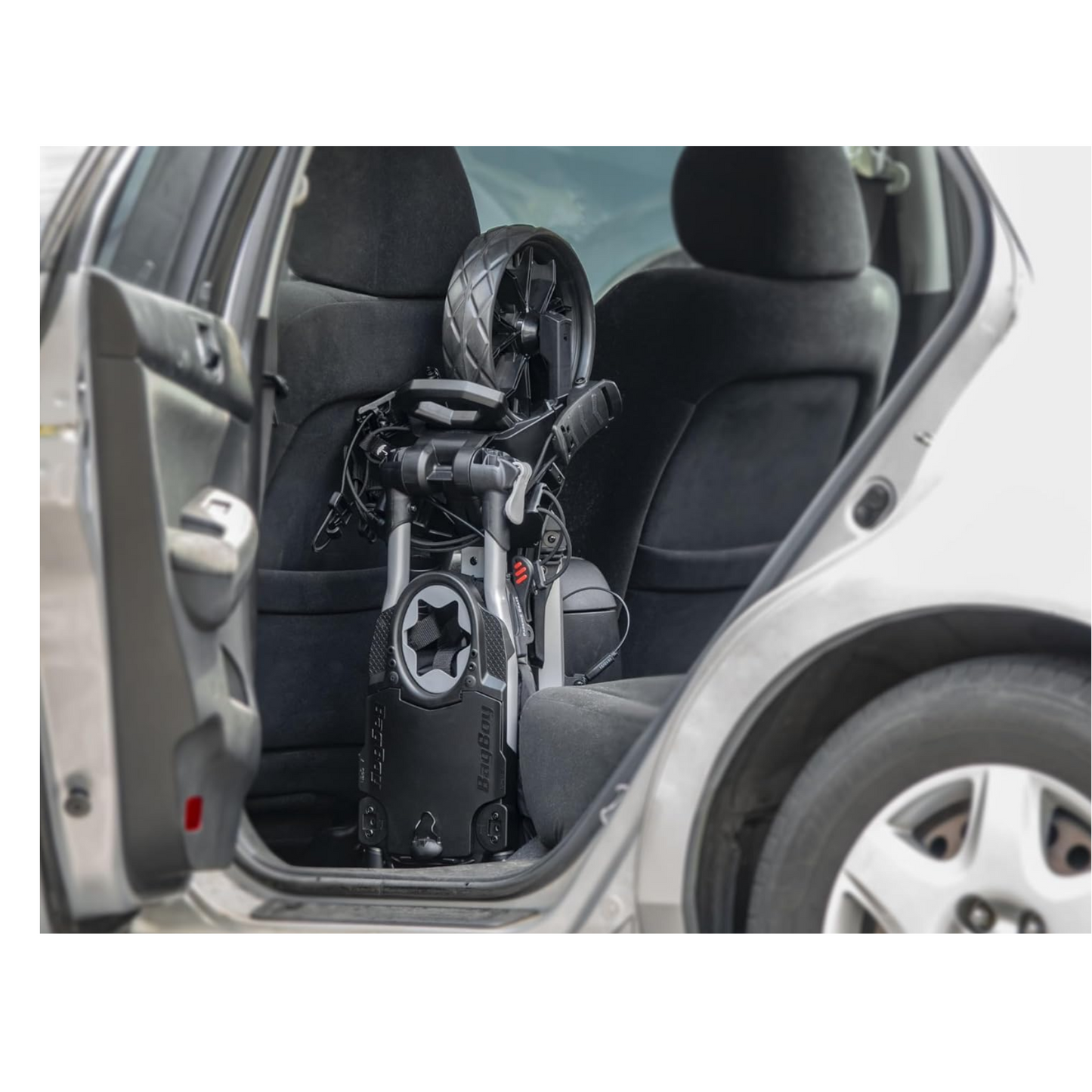 Bag Boy SLIM FOLD Three Wheel Golf Trolley - Navy and red