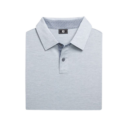FootJoy Men's Heather Lisle Lattice Print Trim Golf Polo - Blue