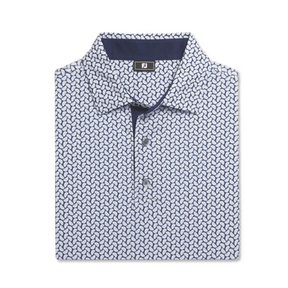 FootJoy Men's Citrus Print Lisle Polo - White/Navy