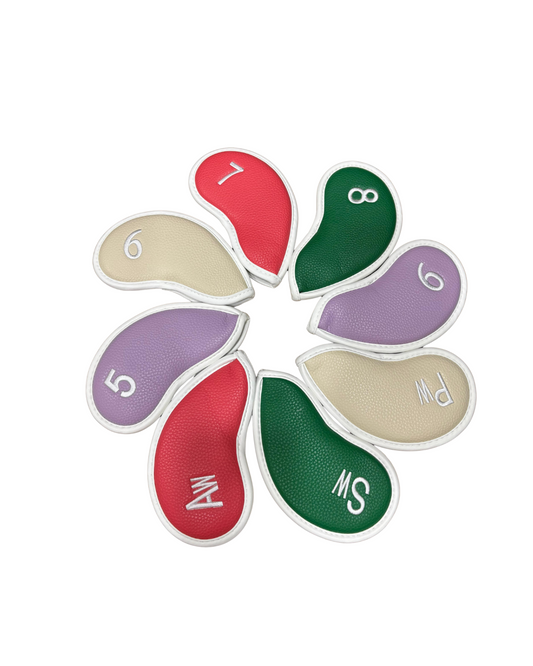 Multicolor PU Leather Golf Iron Head Covers – Set of 8
