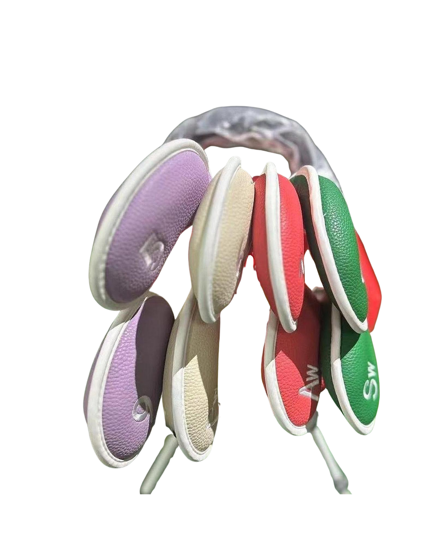 Multicolor PU Leather Golf Iron Head Covers – Set of 8