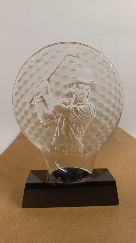 Embossed Golf Crystal Trophy