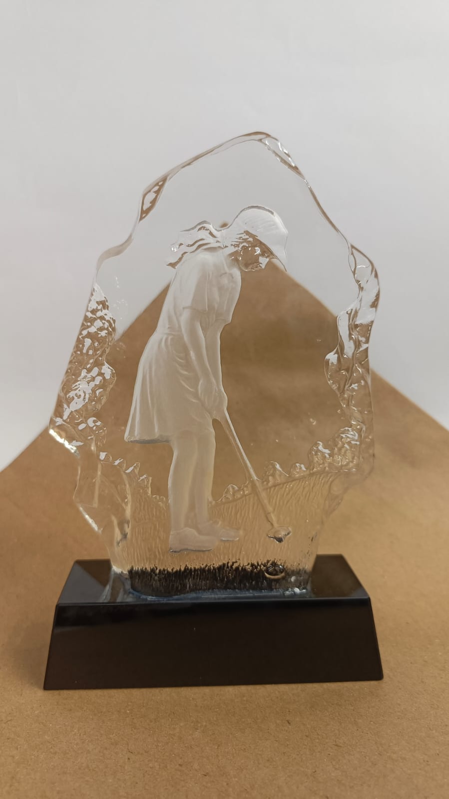 Crystal Female Golfer Trophy