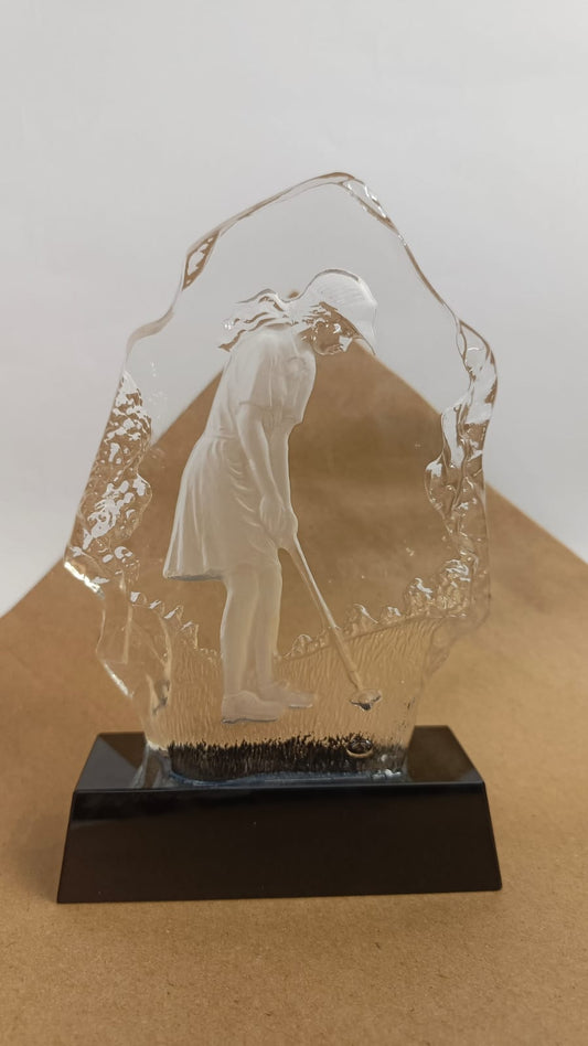 Crystal Female Golfer Trophy
