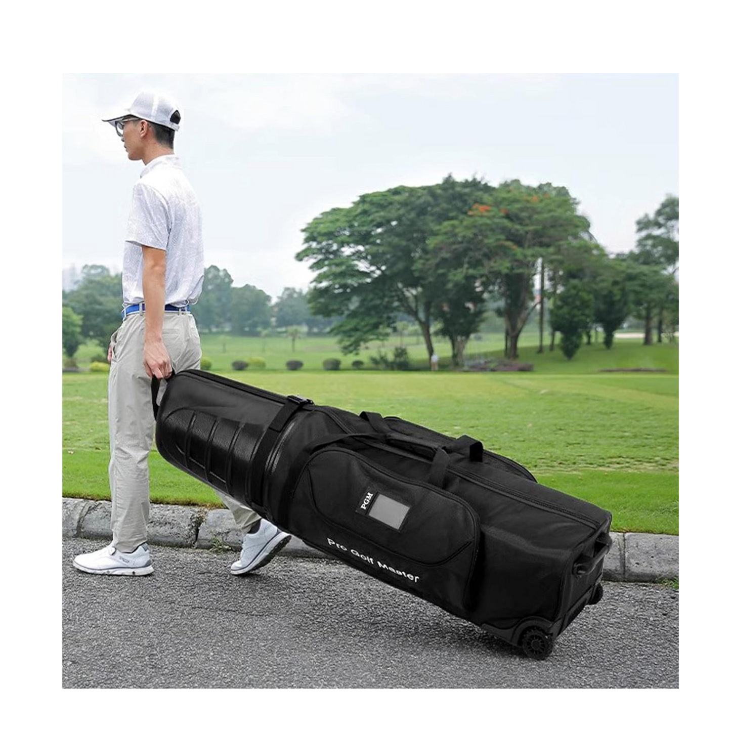 PGM Golf Hardcase Travel Bag - Wheels, Anti-Collision Design Hard Shell on Top