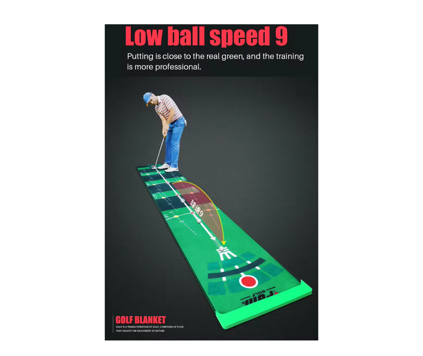 PGM TL018 Velvet Golf Putting Mat Indoor Practice with Stopper