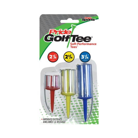 Pride Golf Tee Soft Performance Nylon Bristle Tees 3-Tee Multi-Pack