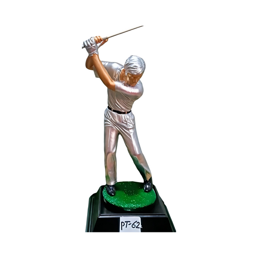 Silver Finish Golf Swing Trophy – BT-62 | Elegant Golf Award on Black Base